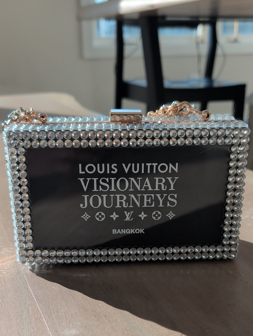 Upcycled Black 'Visionary Journeys' Crystal Box Clutch  Wearable Art